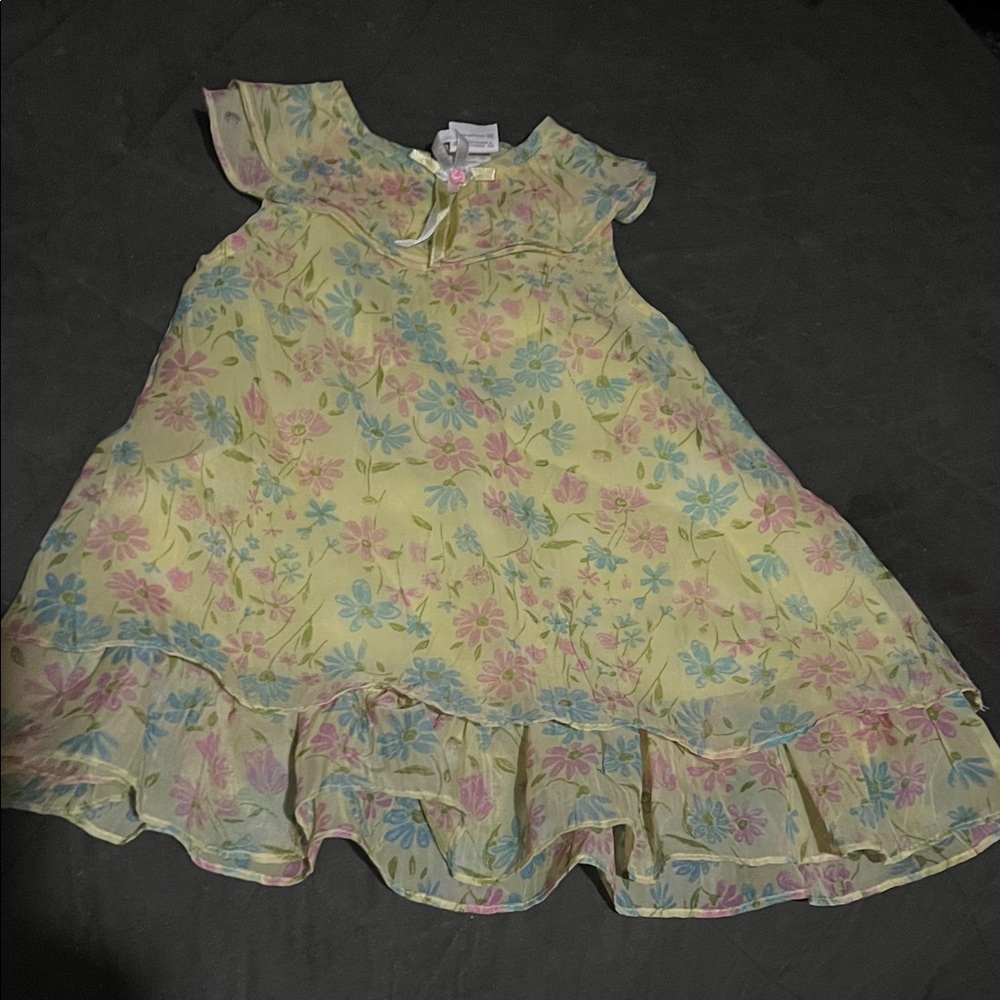 Floral Yellow Kids Casual Dress